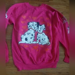Vintage DALMATIONS Sweatshirt Women Sz M Pink  Error Shirt  (E)